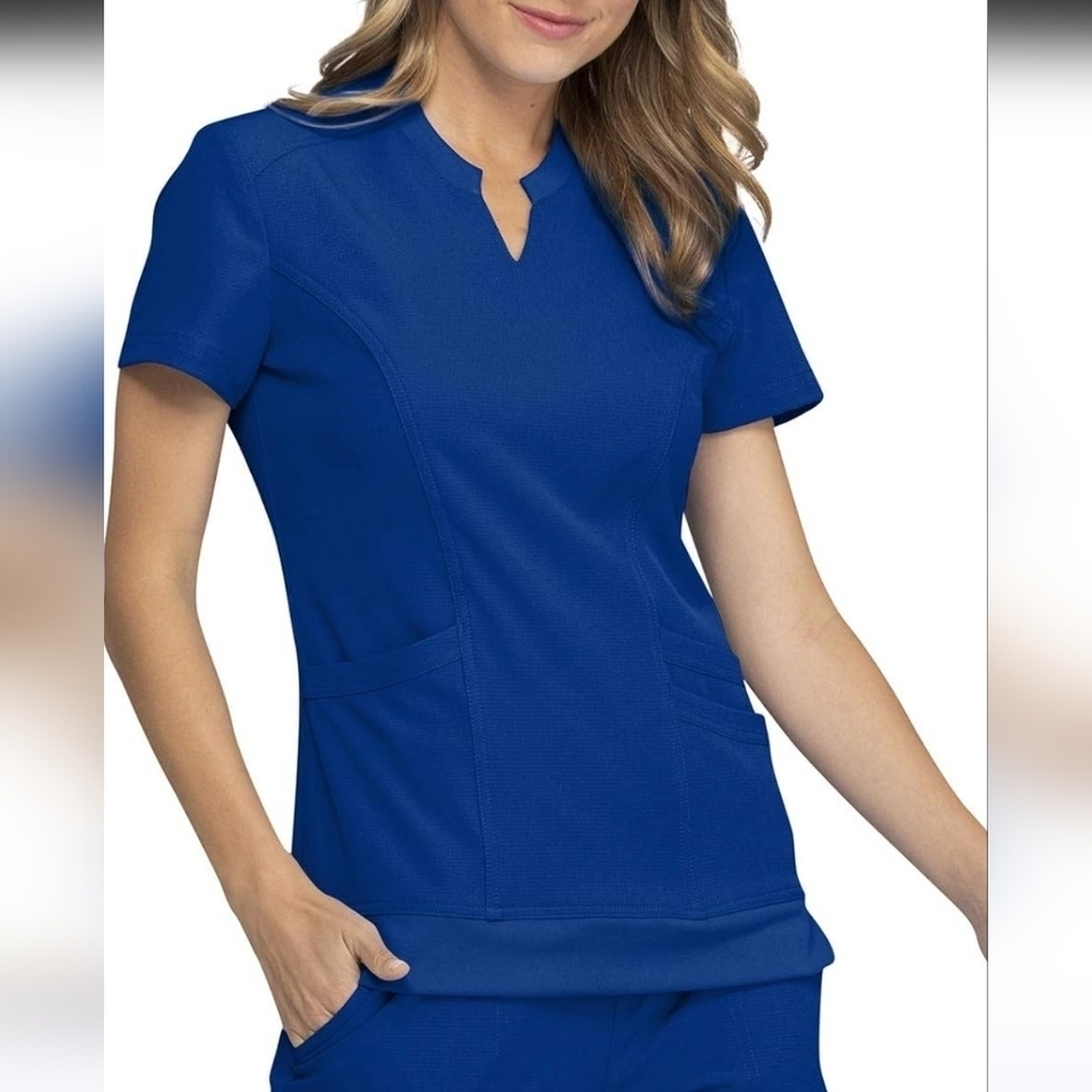 New! Blue Scrub Top shirt size large! 3 pocket medical nurse doctor uniform